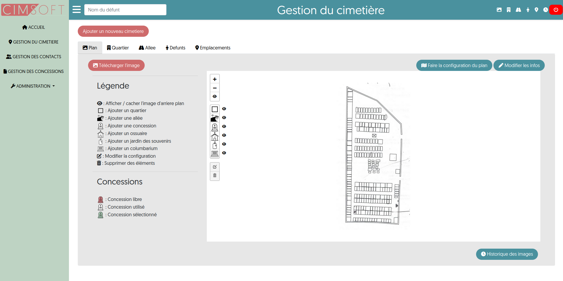Plan du cimetiere ajout de emplacement
